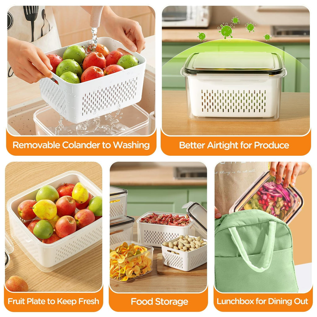 Deliciously Squishy 5 Pack Fruit Storage Containers for Fridge with Removable Colanders and Lids, 5 in 1 Leakproof Fridge Organizer Bins ... - Squishy Dohnut Sweet Treat Shaped Stress Toy Detail