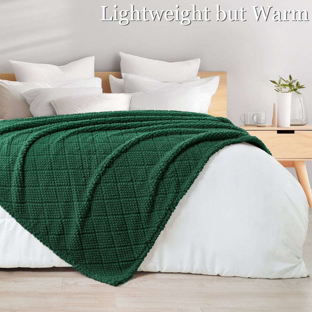 Cozy Fleece Fuzzy Fleece Throw Blanket for Couch, Bed, Soft Fluffy Jacquard Waffle Blankets for All Season, Lightweight and Warm,... - Luxury Knitted Decorative Throw Blanket with Fringes Detail