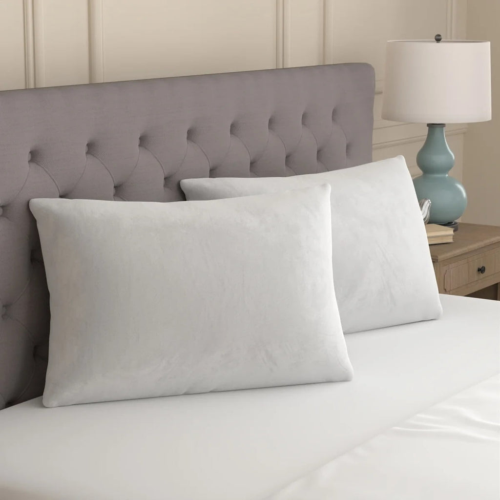 Fluffy Shredded Huggable Support Bed Pillow, Standard- Soft Velvety Cover, Squishable Comfort (2 Count) - Hotel Quality Plush Sleeping Pillows Detail