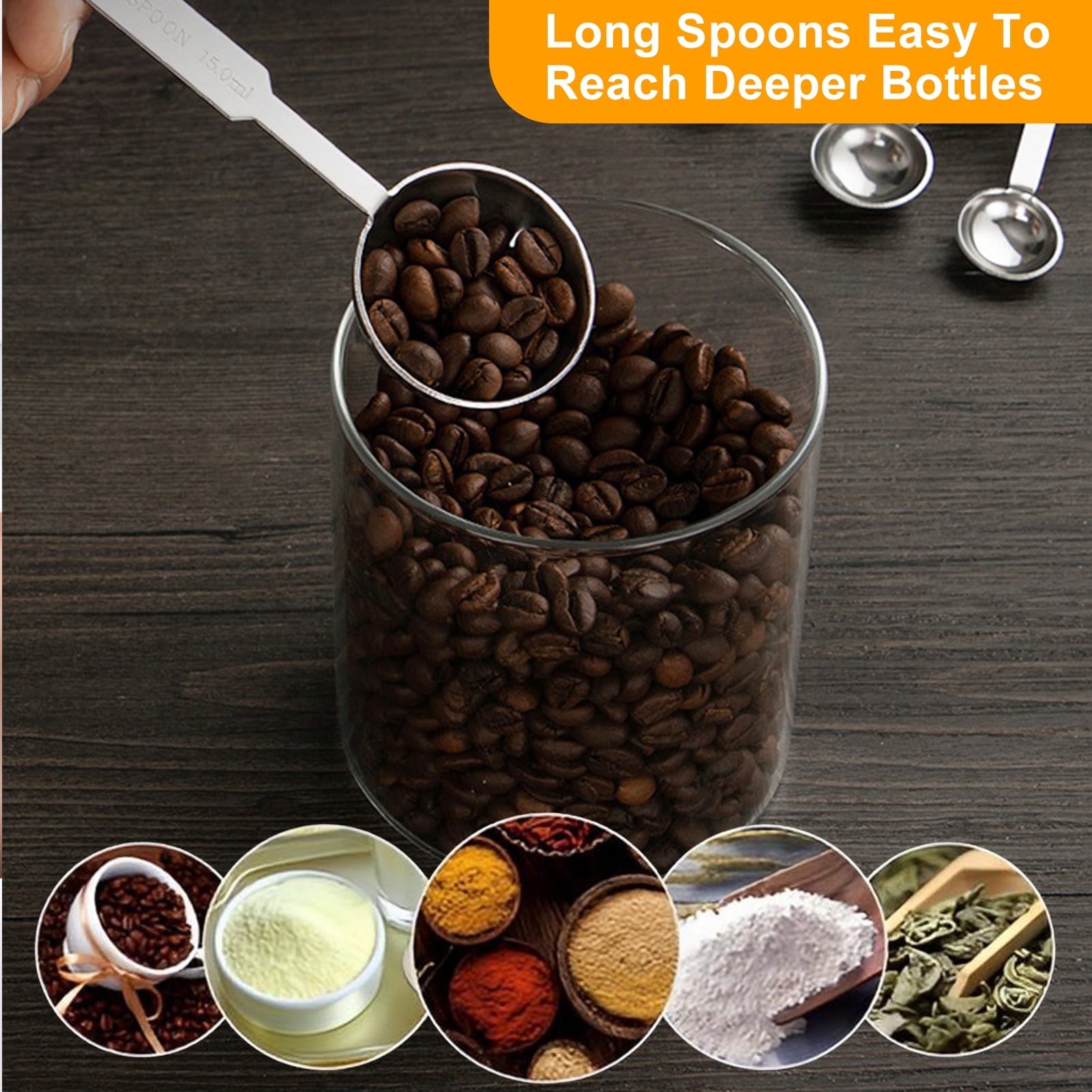 Seamless One-Piece Measuring Cups and Spoons Set of 10, 5 Stainless Steel Cups and 5 Spoons for Kitchen Cooking Baking - Heat-Resistant Silicone Cooking Spatula Turner Detail