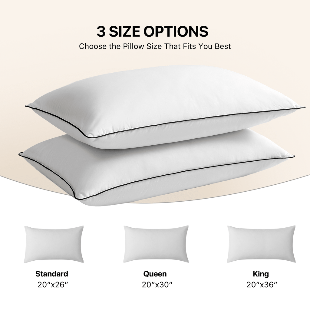 Fluffy Shredded Feather Down Pillows Set of 2, Medium Firm Hotel Bed Pillow 2 Pack, Queen Size, 20 x 30 in. - Hotel Quality Plush Sleeping Pillows Detail