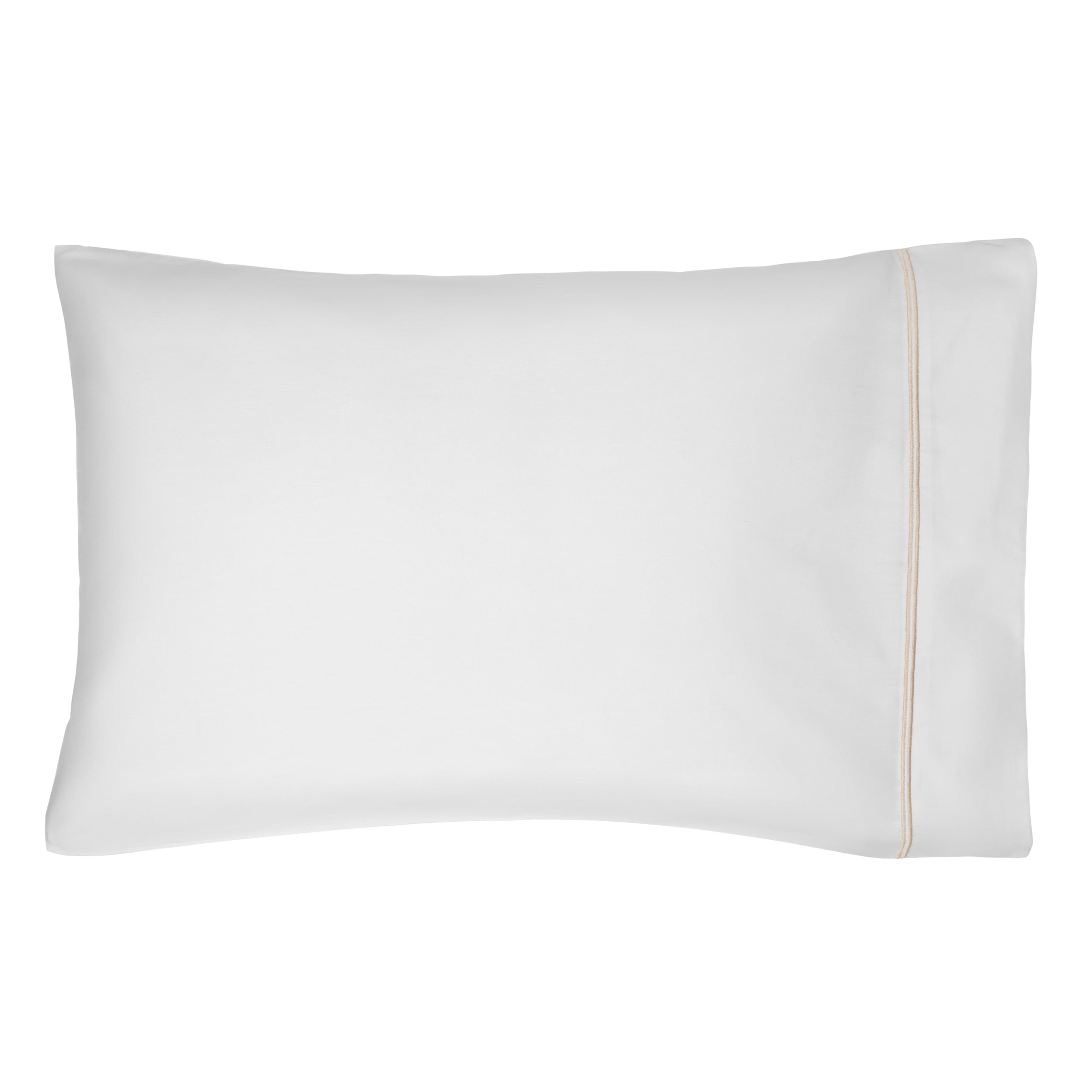 Ultra-Soft 4-Piece 300 Thread Count White Pima Cotton Bed Sheet Set with Tan Hem, Full , Adult/Teen - Luxury Bed Sheet Set with Deep Pockets Detail