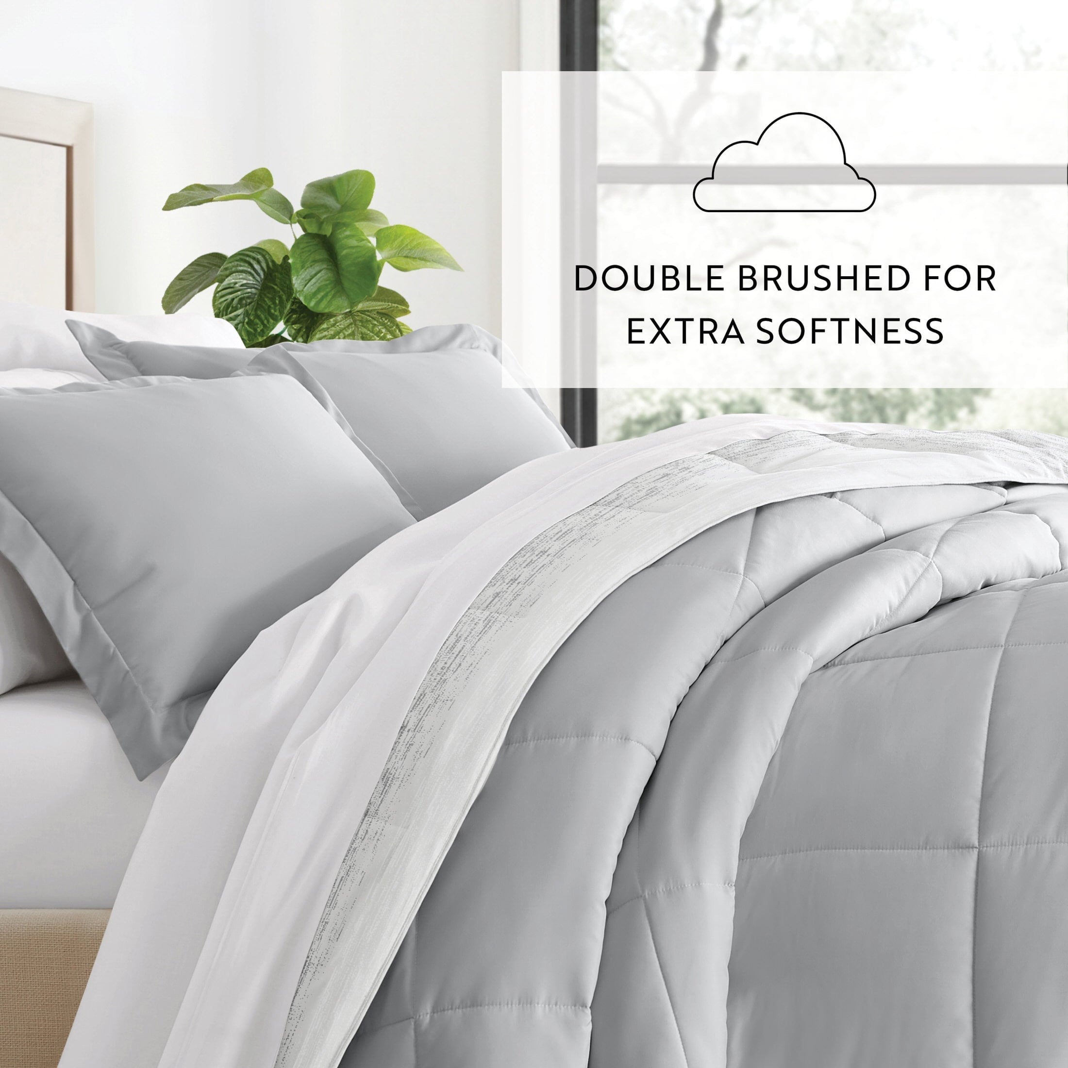 Heavyweight Warmth All Season Ultra Soft Comforter Set Lightweight Bedding in Gray/Black Ombre for Full/Queen Size - Hypoallergenic Ultra-Fluffy Quilt for Winter Detail