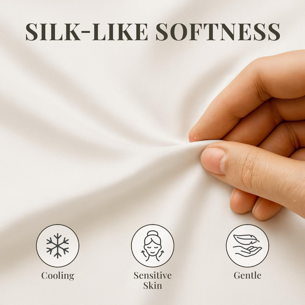 Ultra-Soft Sacred Thread Rayon Derived , 18'' Deep Pocket Cooling Sheets for Hot Sleepers, 6 PC Cooling Sheets (Queen Size - Premium Ultra-Soft Pillowcase Pair for Sleeping Detail