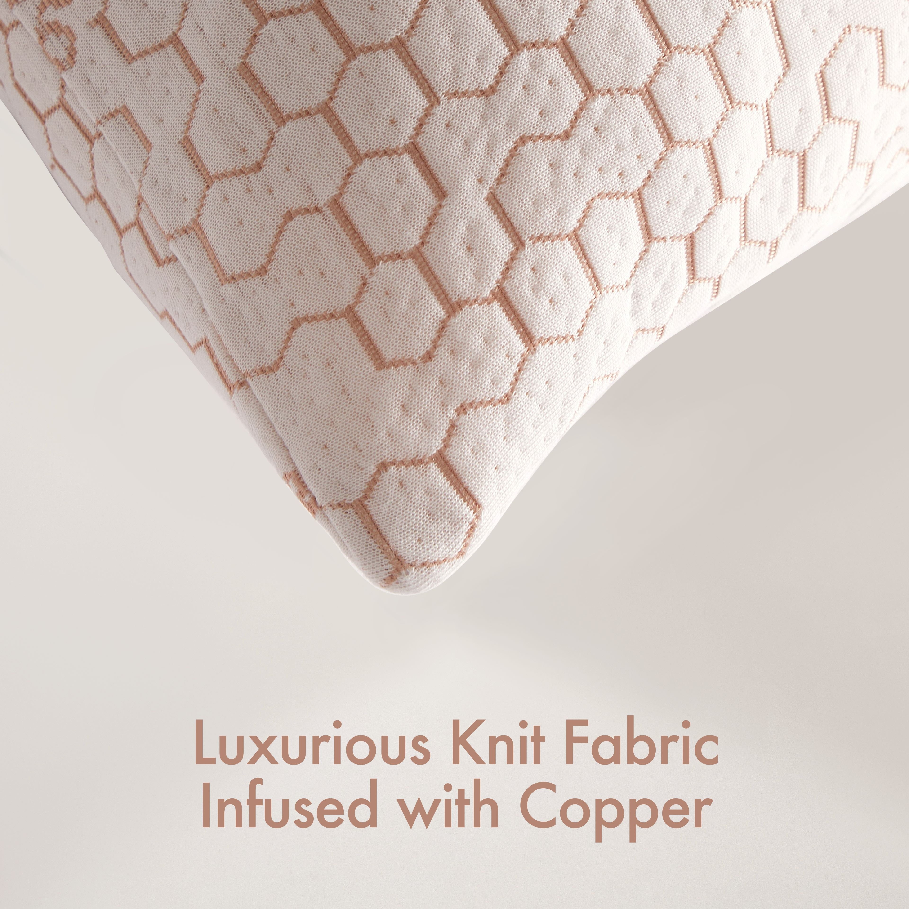 Fluffy Shredded Cozy Copper Infused Bed Pillow Standard, White - Hotel Quality Plush Sleeping Pillows Detail