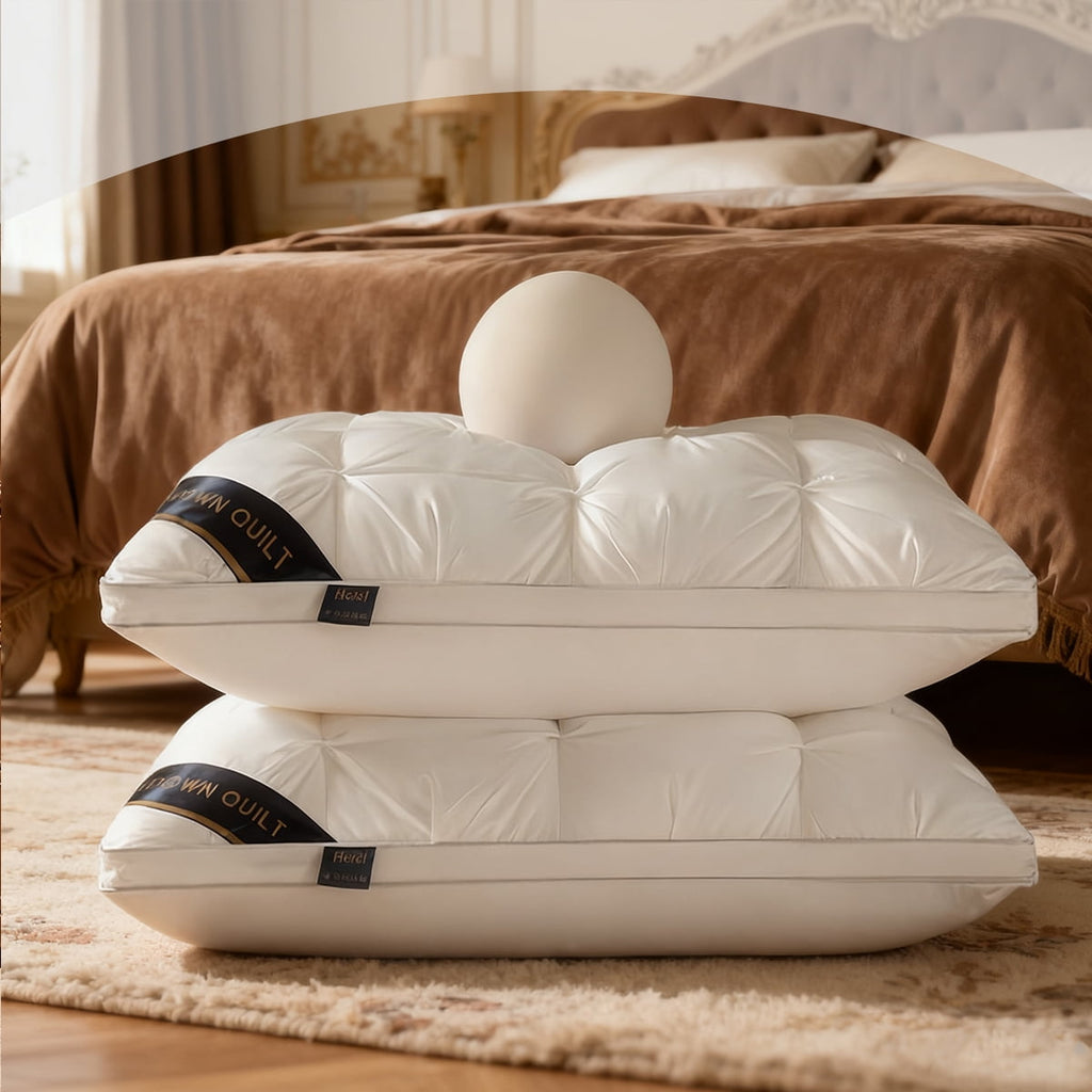 Decorative Plump 2-Pack 3-Line Grid Bed Pillow (20.1" x 13.97") - Soft, Breathable and Hypoallergenic - Ergonomic Memory Foam Pillow for Neck Pain Support Detail