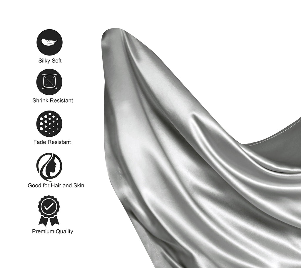 Wrinkle-Resistant Luxury Satin Sheets Set Full Size Light Gray, 4-Piece Bedding Sets with Deep Pockets - Soft and Smooth Satin Bed Shee... - Luxury Bed Sheet Set with Deep Pockets Detail