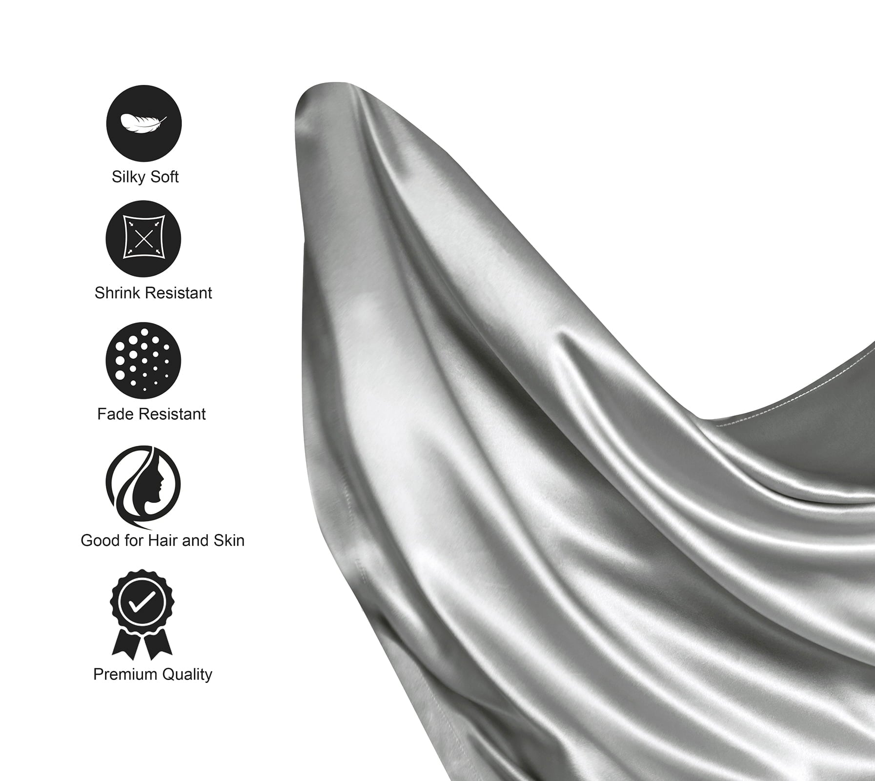Wrinkle-Resistant Luxury Satin Sheets Set Full Size Light Gray, 4-Piece Bedding Sets with Deep Pockets - Soft and Smooth Satin Bed Shee... - Luxury Bed Sheet Set with Deep Pockets Detail