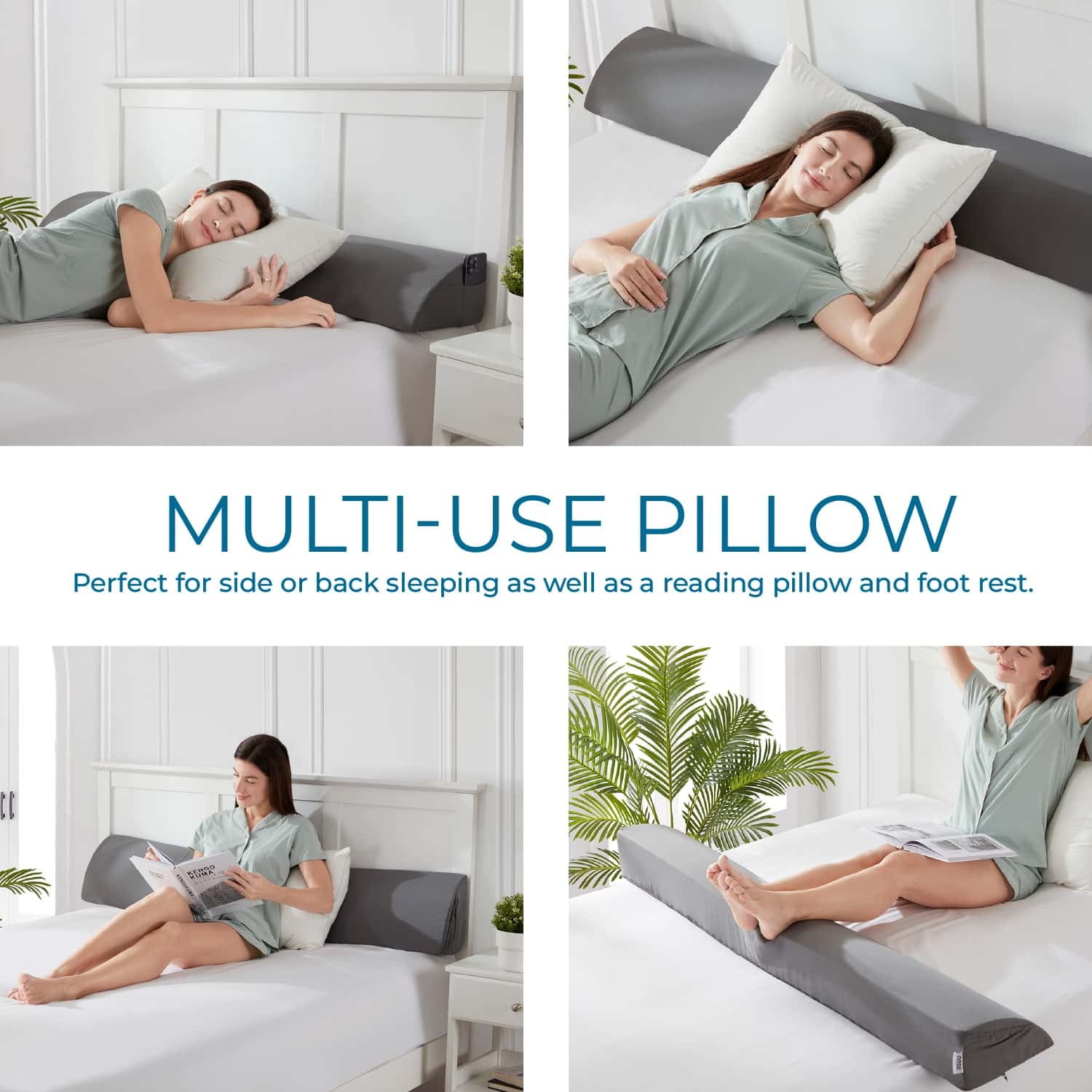 Decorative Plump Bed Wedge Pillow for Headboard, Mattress Gap Filler Headboard Pillow, Queen Size - Ergonomic Memory Foam Pillow for Neck Pain Support Detail