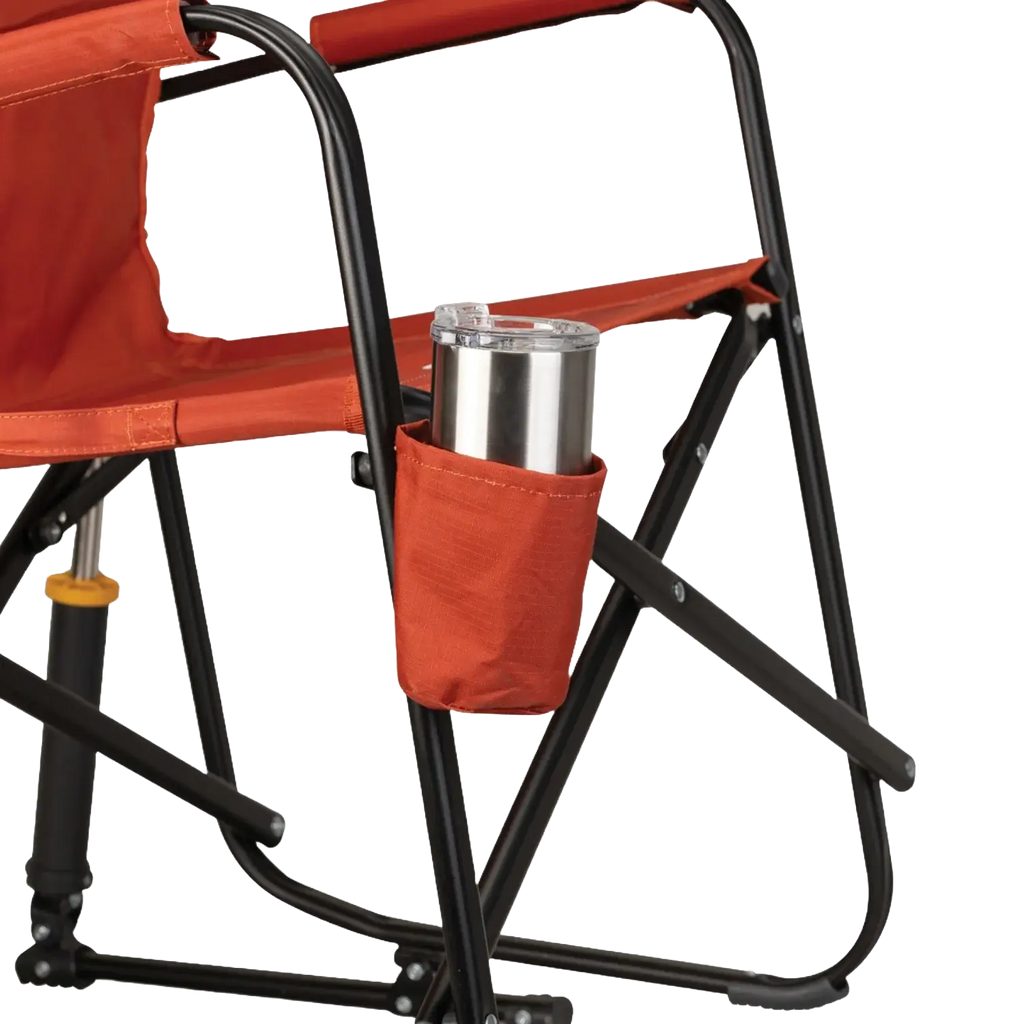 Smooth Motion Freestyle Rocker - Pumpkin Spice - Choice 373 - Heavy-Duty Kickback Rocker with Beverage Holder Detail