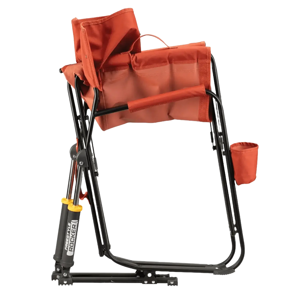 Smooth Motion Freestyle Rocker - Pumpkin Spice - Choice 373 - Heavy-Duty Kickback Rocker with Beverage Holder Detail