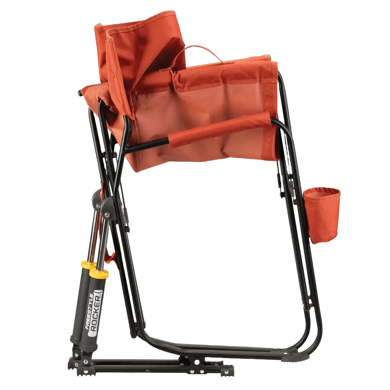 Smooth Motion Freestyle Rocker - Pumpkin Spice - Choice 373 - Heavy-Duty Kickback Rocker with Beverage Holder Detail