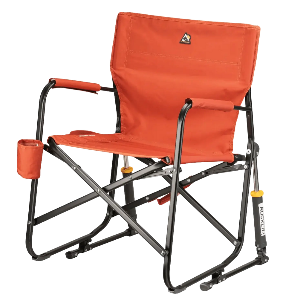 Smooth Motion Freestyle Rocker - Pumpkin Spice - Choice 373 - Heavy-Duty Kickback Rocker with Beverage Holder Detail