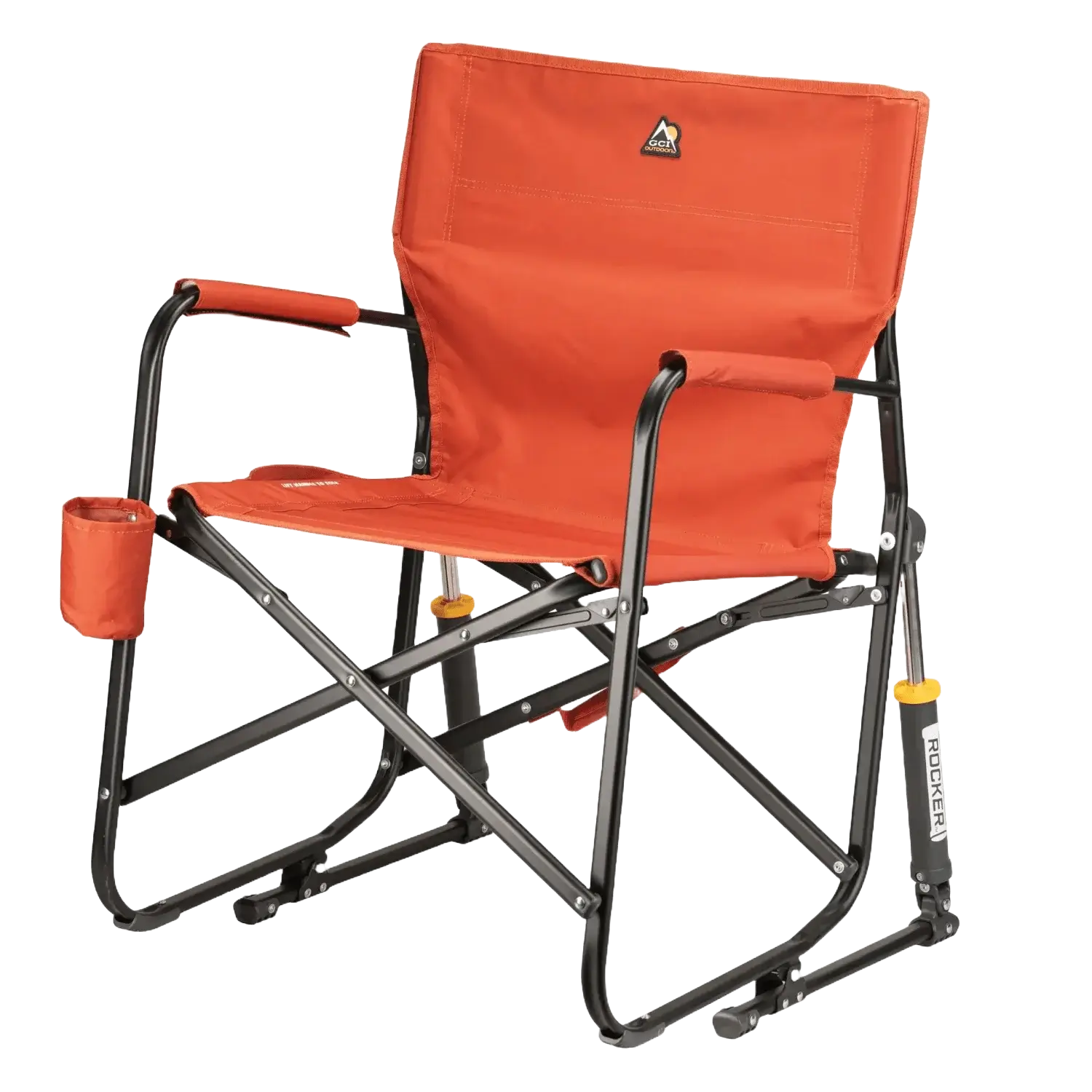Smooth Motion Freestyle Rocker - Pumpkin Spice - Choice 373 - Heavy-Duty Kickback Rocker with Beverage Holder Detail