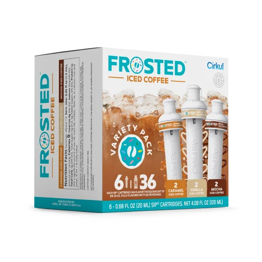 Vitamin-Infused Frosted Iced Coffee 6-Pack Variety Pack RAJT - Zero-Calorie Multi-Flavor Sip Pods for Water Bottle Detail
