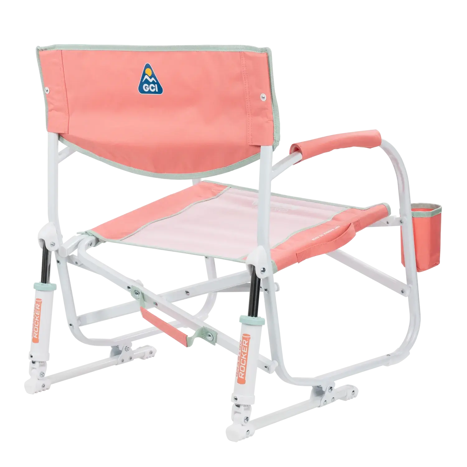 Patented Spring-Action Grab & Go Rocker - Choice 551 - Heavy-Duty Kickback Rocker with Beverage Holder Detail