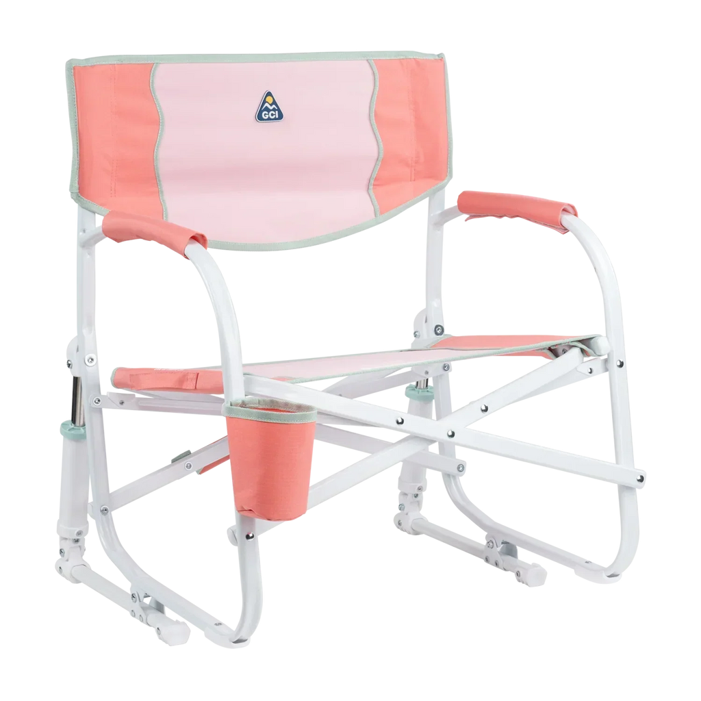 Patented Spring-Action Grab & Go Rocker - Choice 551 - Heavy-Duty Kickback Rocker with Beverage Holder - Coral