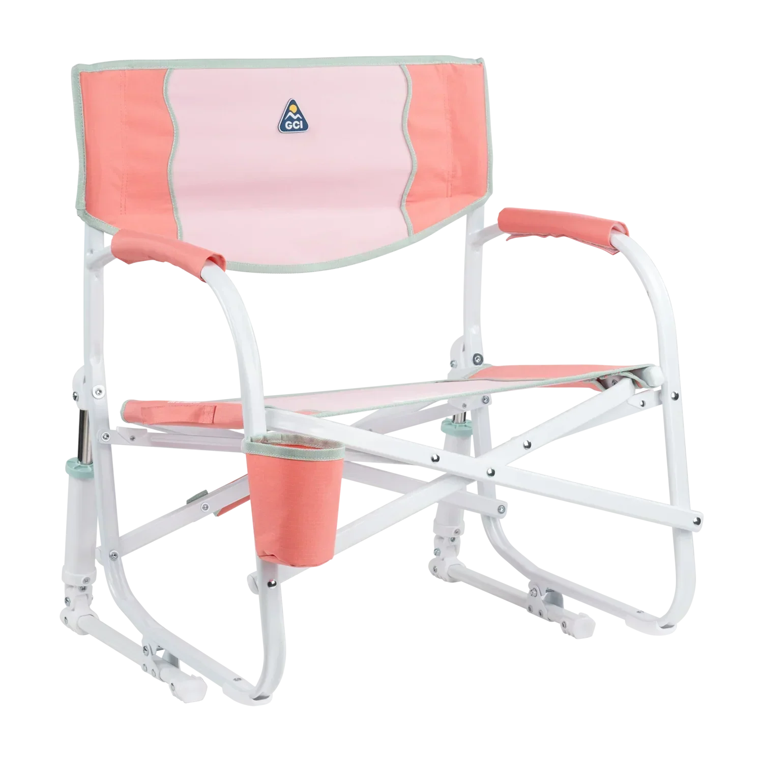 Patented Spring-Action Grab & Go Rocker - Choice 551 - Heavy-Duty Kickback Rocker with Beverage Holder - Coral