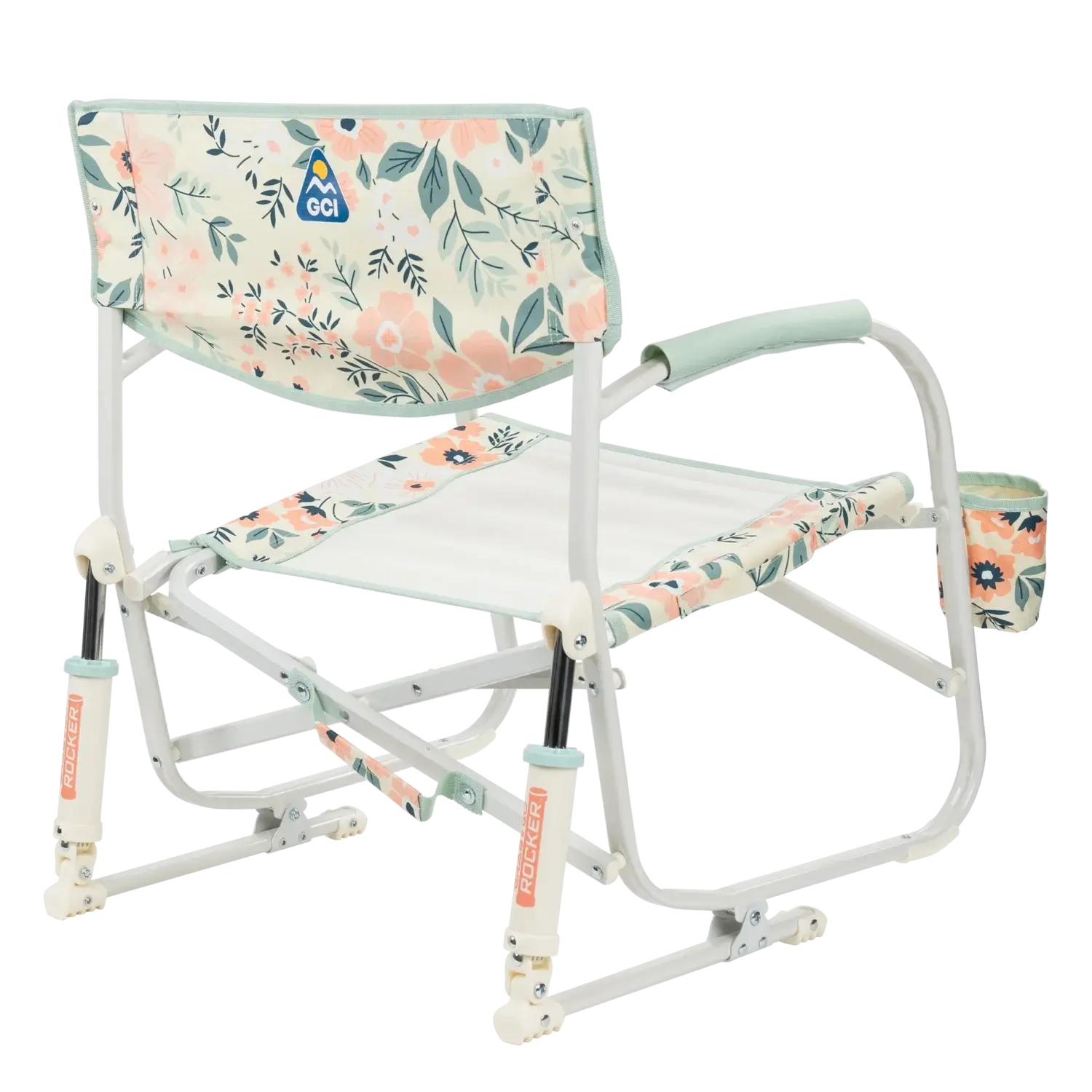 Patented Spring-Action Grab & Go Rocker - Choice 551 - Heavy-Duty Kickback Rocker with Beverage Holder Detail