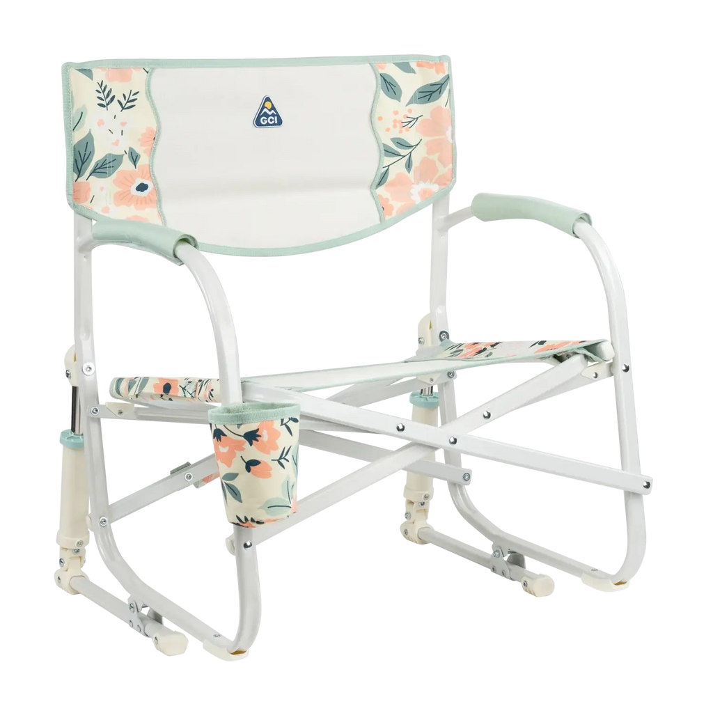 Patented Spring-Action Grab & Go Rocker - Choice 551 - Heavy-Duty Kickback Rocker with Beverage Holder - Floral Bouquet