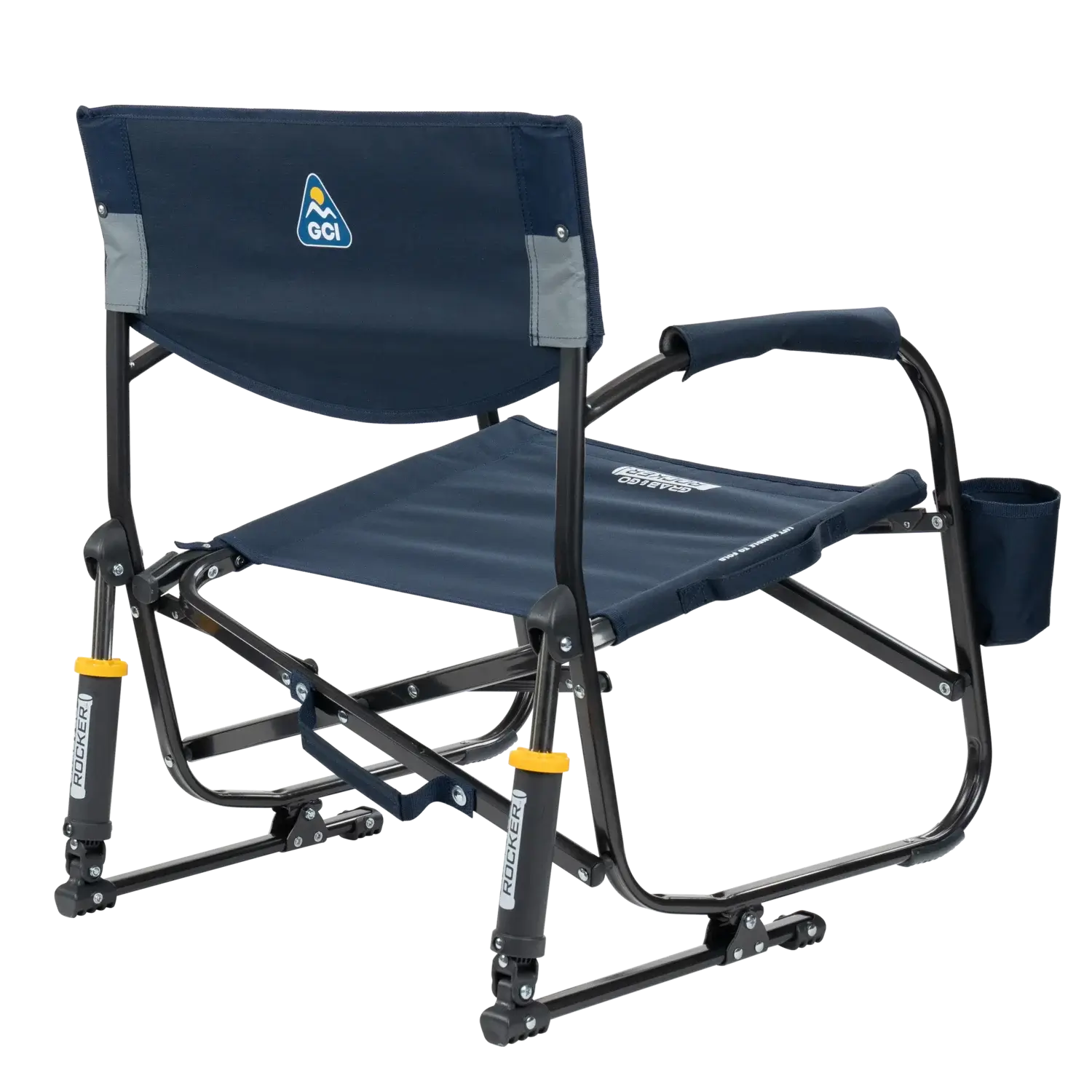 Patented Spring-Action Grab & Go Rocker - Choice 551 - Heavy-Duty Kickback Rocker with Beverage Holder Detail