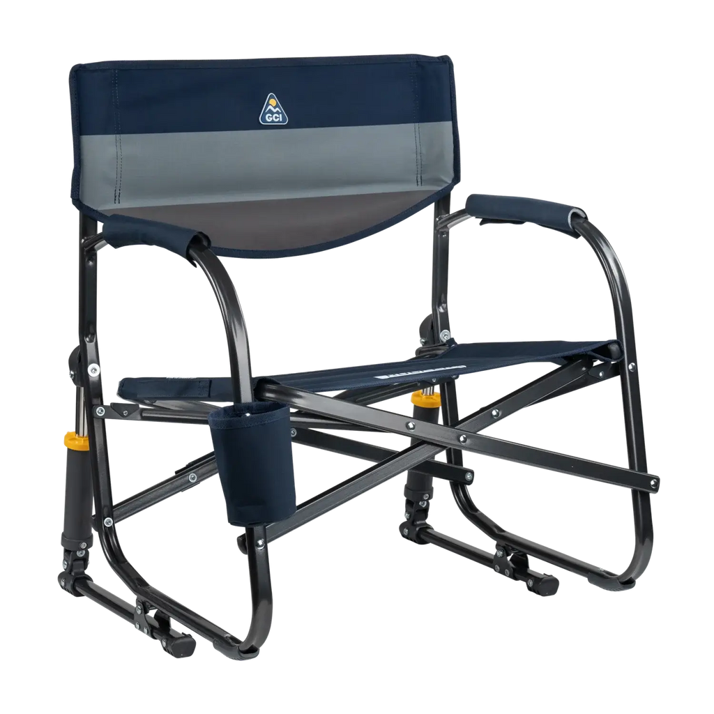 Patented Spring-Action Grab & Go Rocker - Choice 551 - Heavy-Duty Kickback Rocker with Beverage Holder - Indigo Color Block
