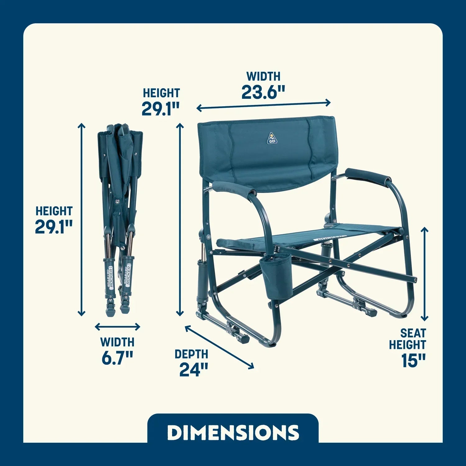 Patented Spring-Action Grab & Go Rocker - Choice 551 - Heavy-Duty Kickback Rocker with Beverage Holder Detail