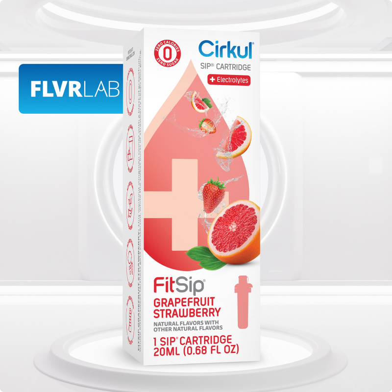 Zero-Calorie FitSip Grapefruit Strawberry QAST - Electrolyte Hydration Enhanced Taste Cartridges Detail