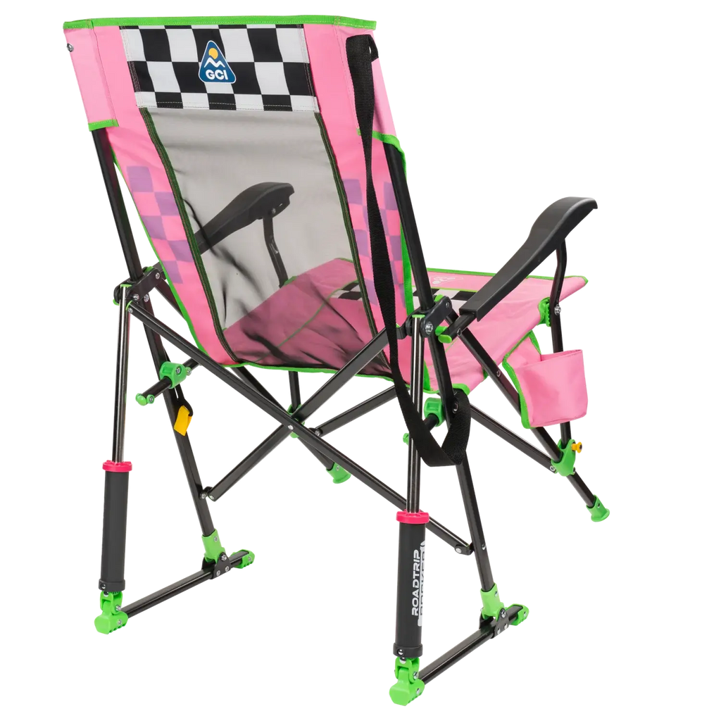 Smooth Motion RoadTrip Rocker - NASCAR For Her - Choice 560 - Patented Spring-Action Rocking Chair for Camping Detail