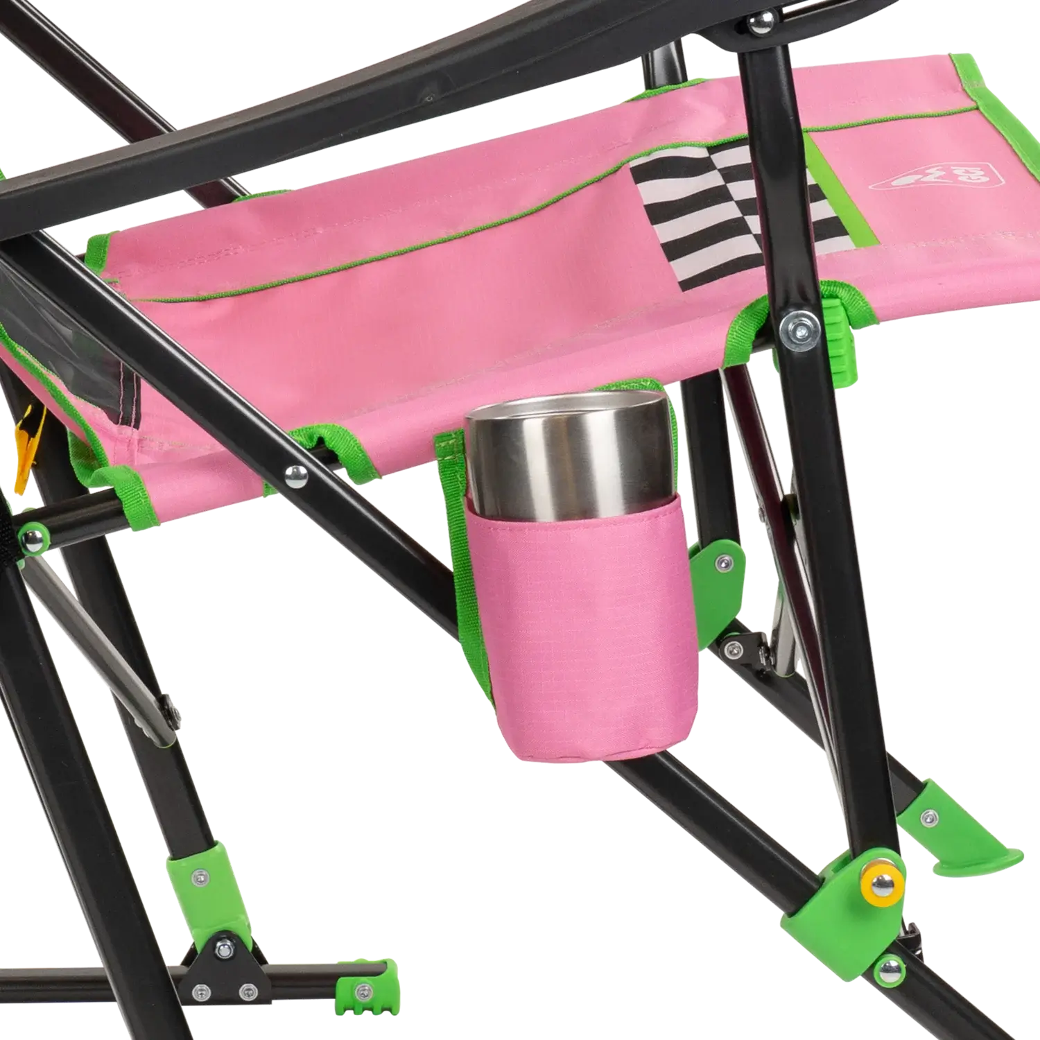 Smooth Motion RoadTrip Rocker - NASCAR For Her - Choice 560 - Patented Spring-Action Rocking Chair for Camping Detail
