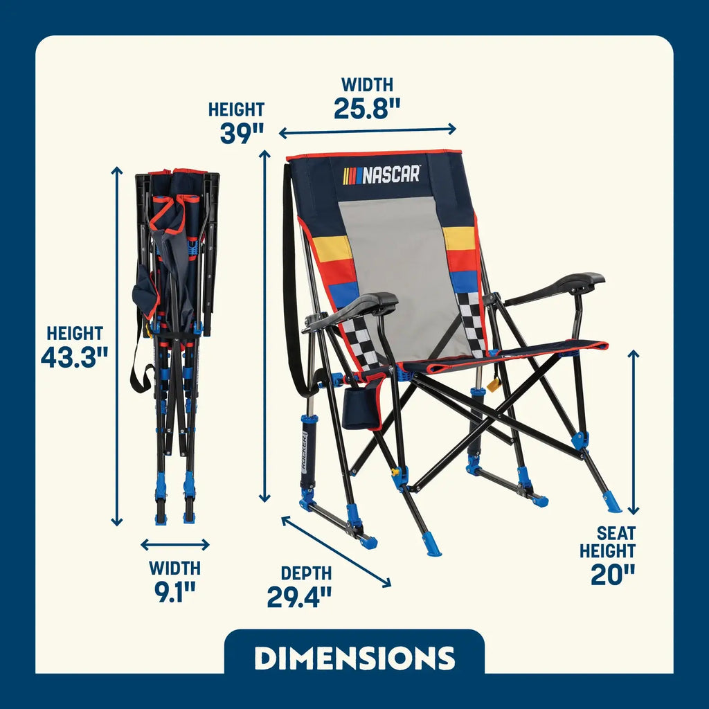 Patented Spring-Action RoadTrip Rocker - NASCAR For Him - Choice 453 - Patented Spring-Action Rocking Chair for Camping Detail