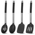 Ergonomic Cooking Silicone Cooking Spatulas and Spoons, 4 Pack Heat Resistant Silicone Cooking Utensils Set, Non-stick Large Ki... - Ergonomic Kitchen Tongs and Cooking Spoon Utensil - Default Title