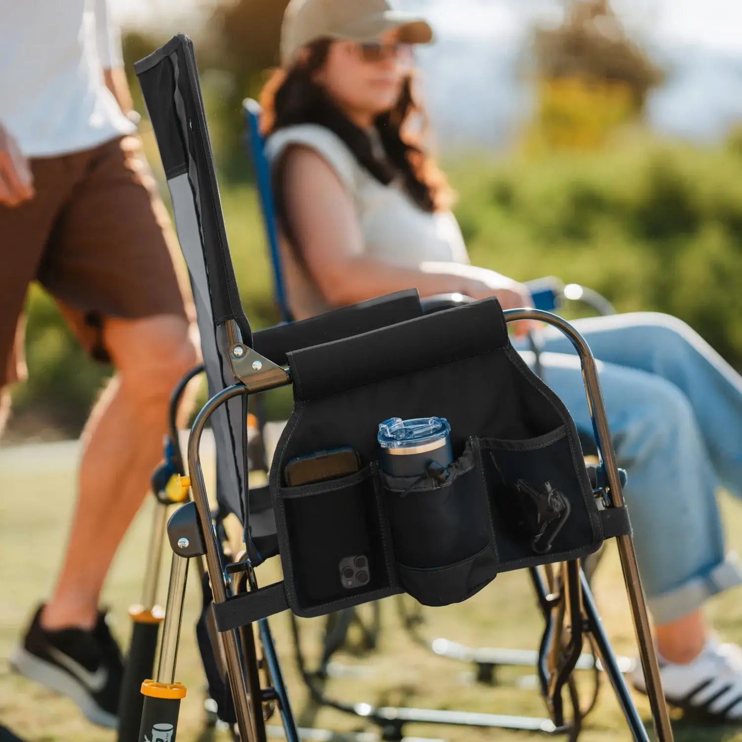 Patented Spring-Action Stowaway Rocker - Choice 794 - Heavy-Duty Kickback Rocker with Beverage Holder Detail