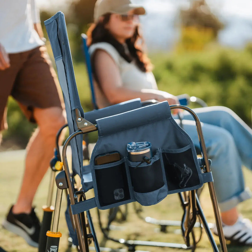 Patented Spring-Action Stowaway Rocker - Choice 794 - Heavy-Duty Kickback Rocker with Beverage Holder Detail