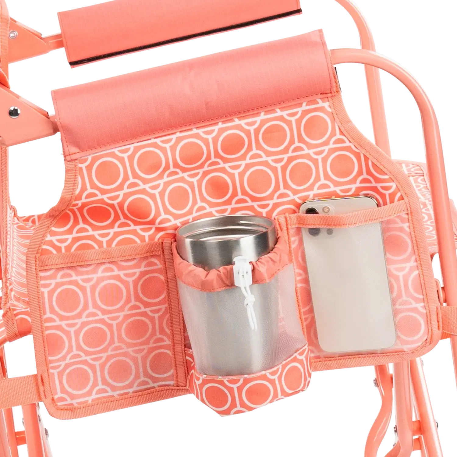 Patented Spring-Action Stowaway Rocker - Choice 794 - Heavy-Duty Kickback Rocker with Beverage Holder Detail