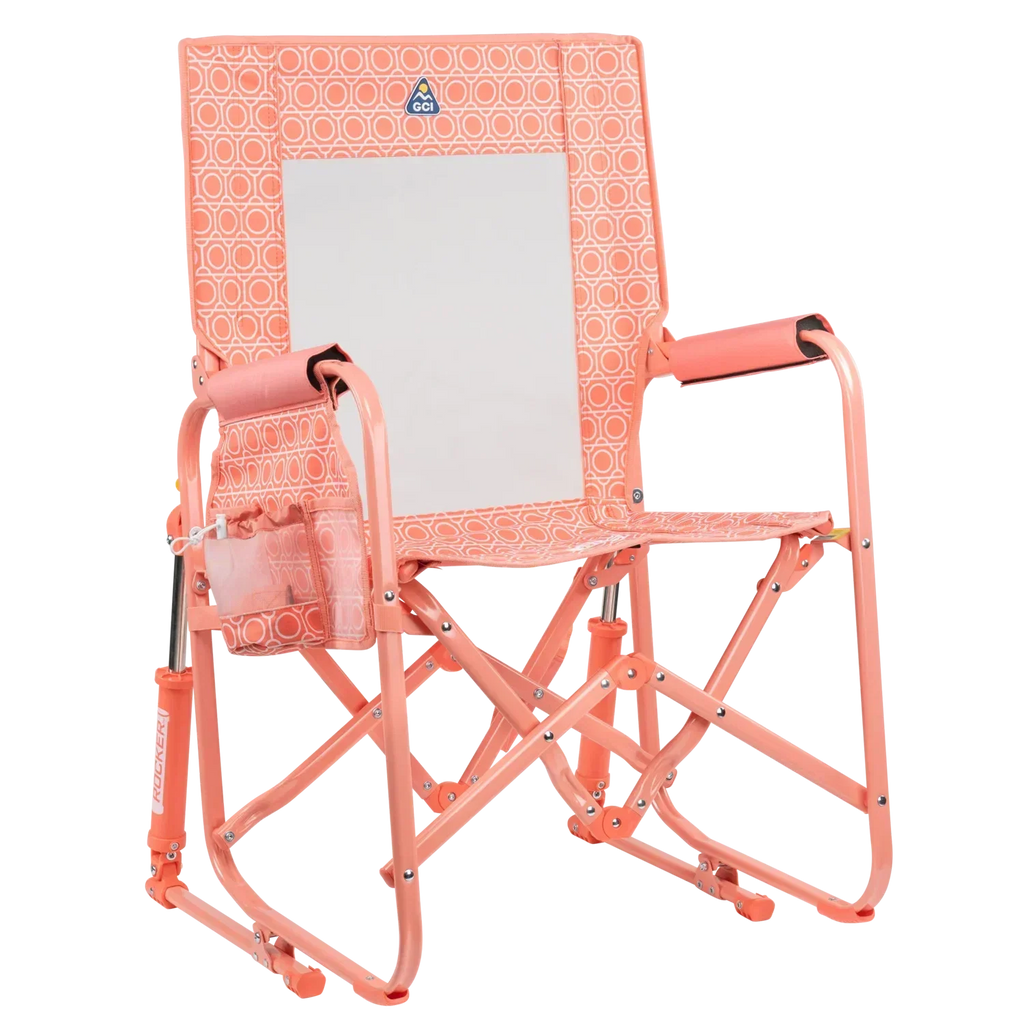 Patented Spring-Action Stowaway Rocker - Choice 794 - Heavy-Duty Kickback Rocker with Beverage Holder - Coral Mosaic