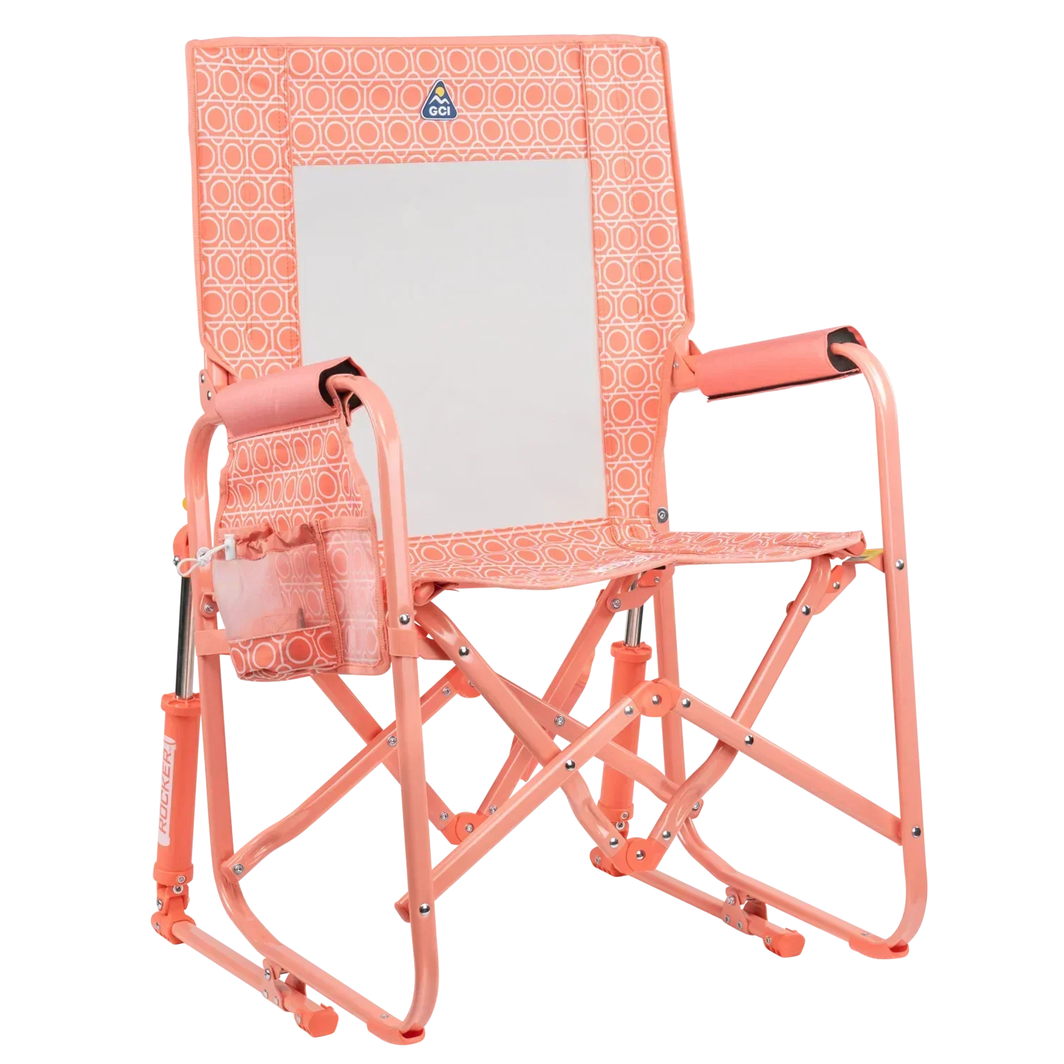 Patented Spring-Action Stowaway Rocker - Choice 794 - Heavy-Duty Kickback Rocker with Beverage Holder - Coral Mosaic