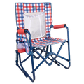 Luxury Camp Stowaway Rocker with Storage Pouch - Choice 573 - RoadTrip Rocker Smooth Motion Camp Chair - Patriotic Plaid