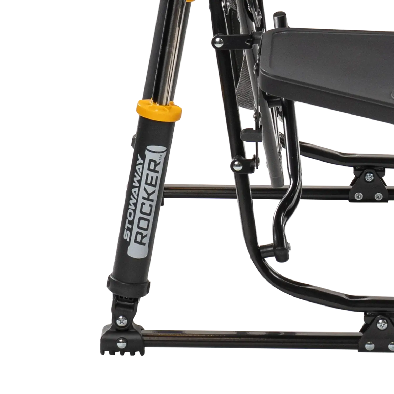 Patented Spring-Action Stowaway Rocker with Side Table - Choice 253 - Freestyle Rocker Portable Outdoor Folding Chair Detail