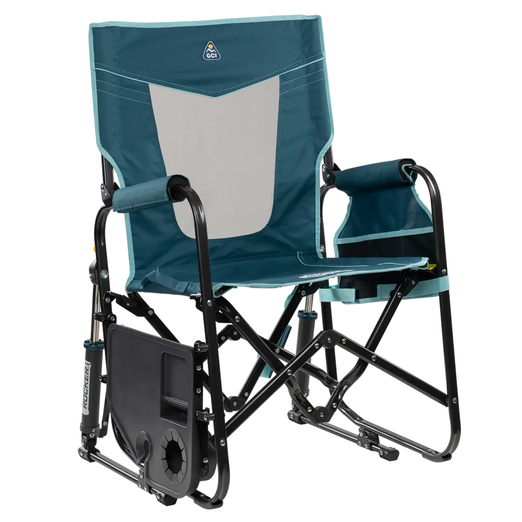 Patented Spring-Action Stowaway Rocker with Side Table - Choice 253 - Freestyle Rocker Portable Outdoor Folding Chair Detail