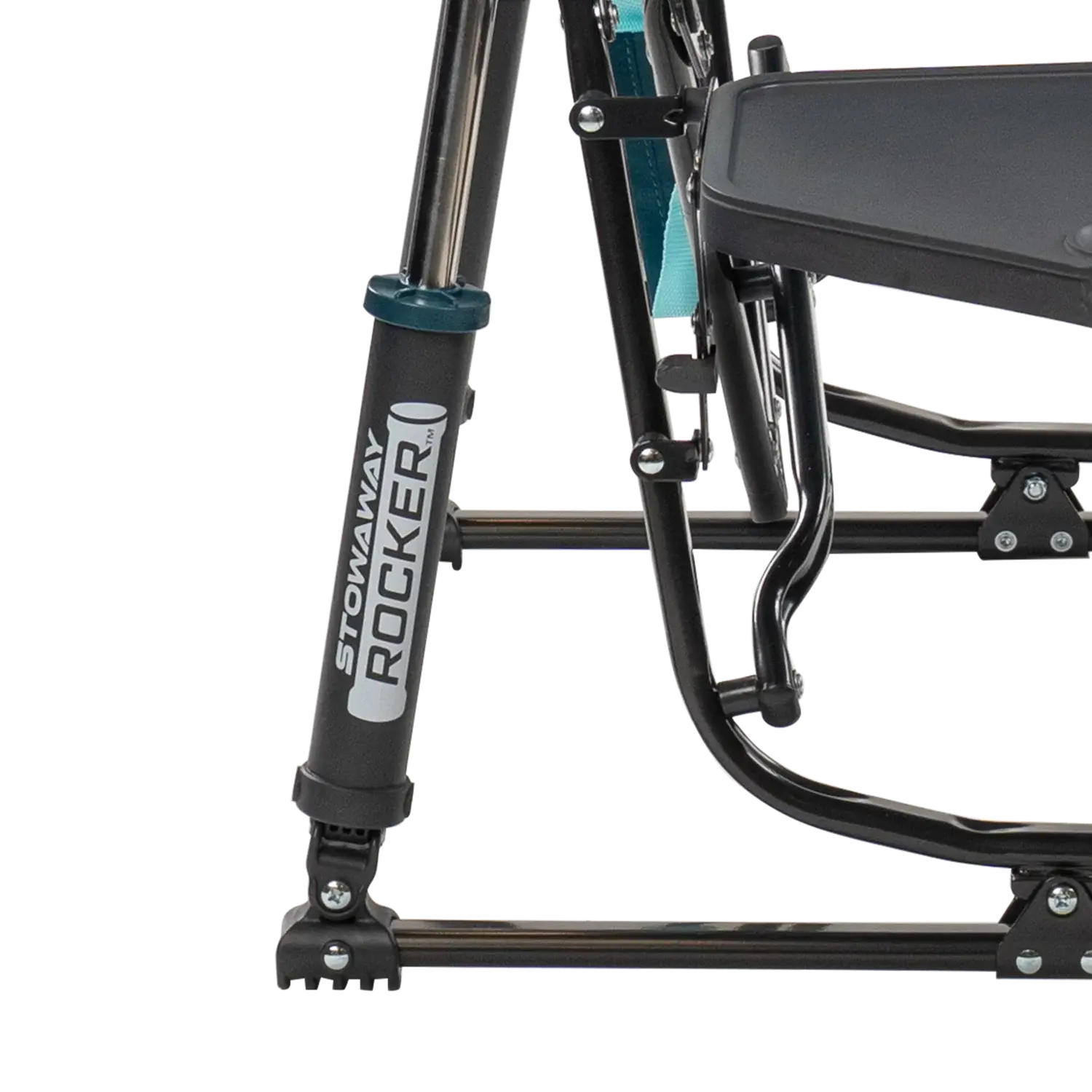 Patented Spring-Action Stowaway Rocker with Side Table - Choice 253 - Freestyle Rocker Portable Outdoor Folding Chair Detail