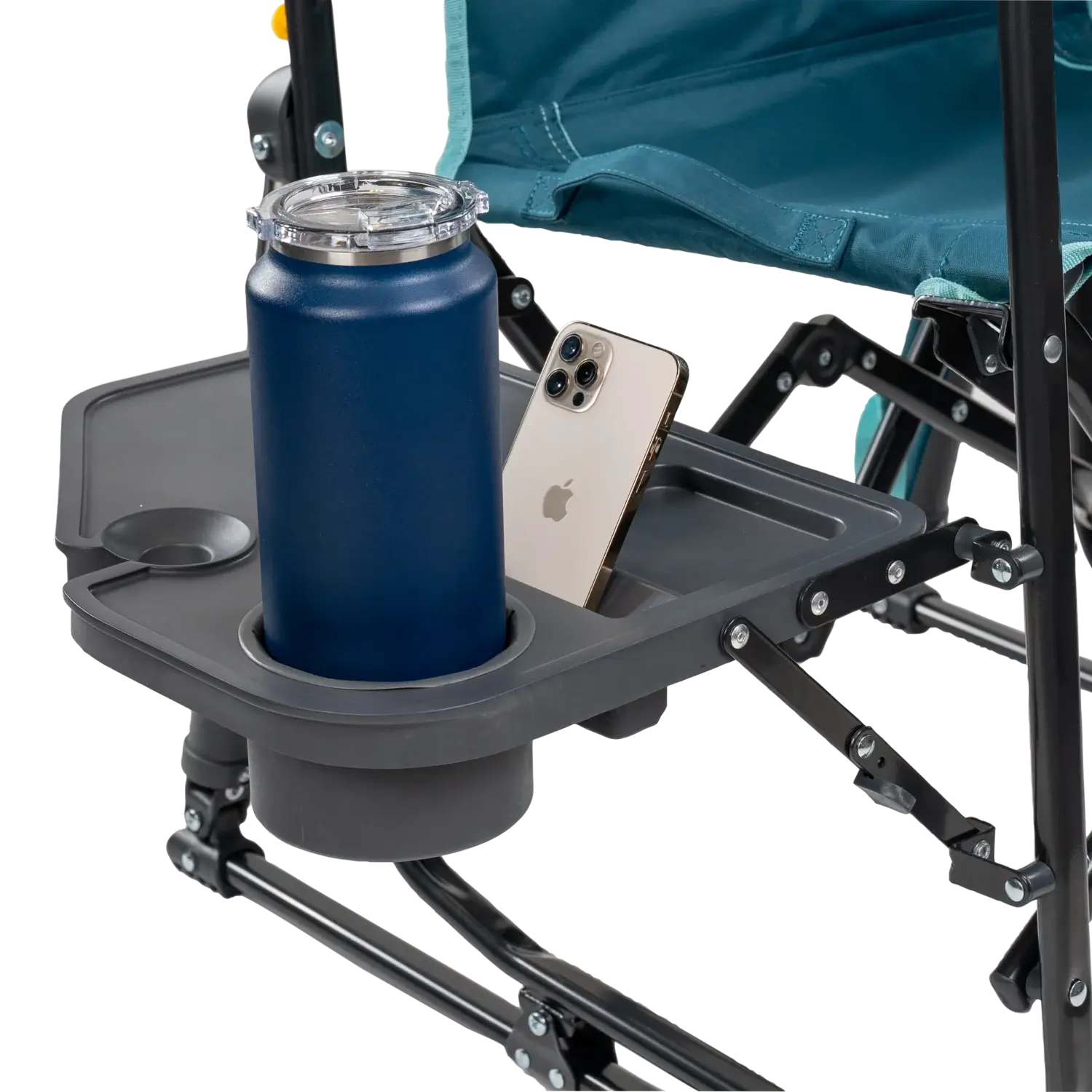 Patented Spring-Action Stowaway Rocker with Side Table - Choice 253 - Freestyle Rocker Portable Outdoor Folding Chair Detail