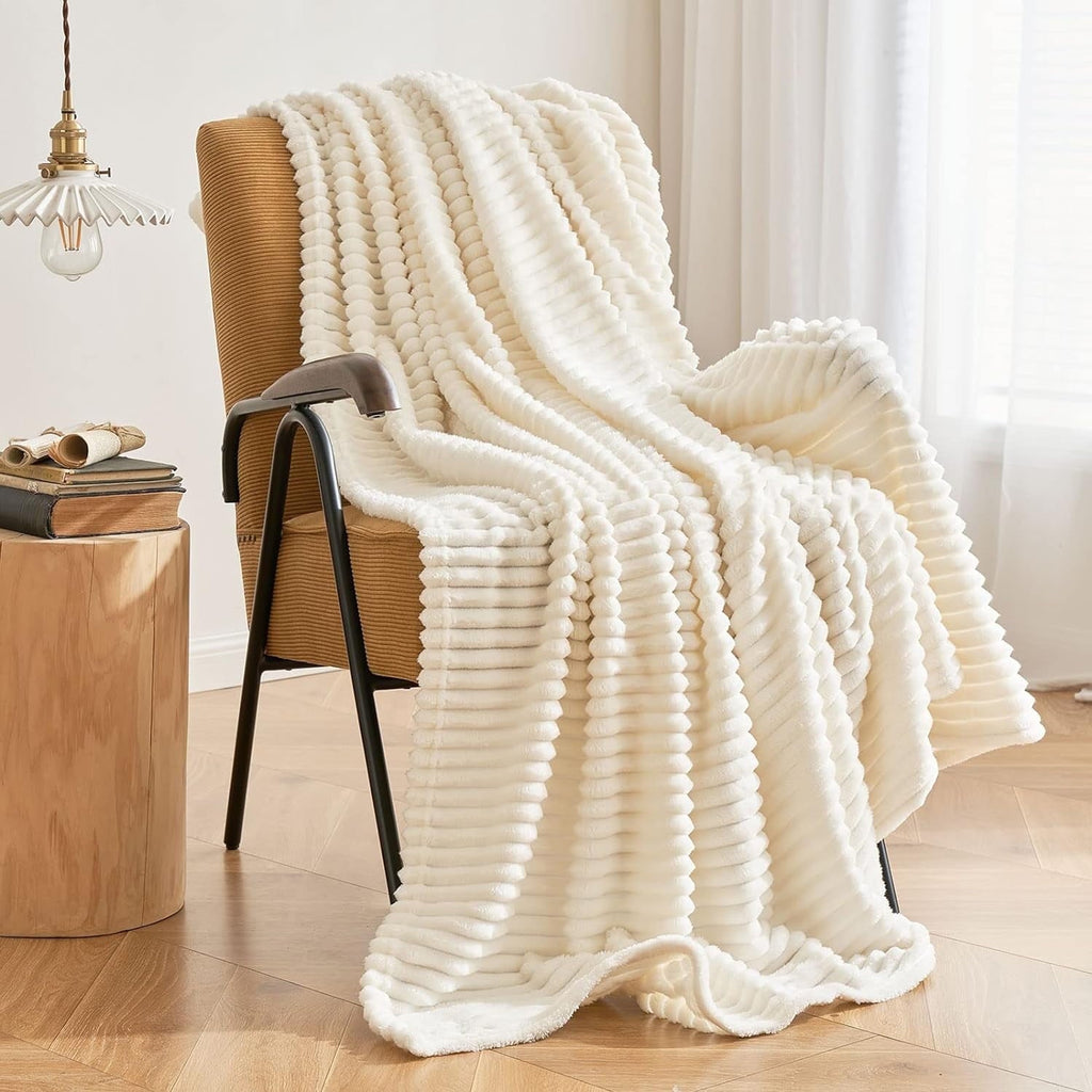 Lightweight Warm Extra Soft with Strip, Plush Fuzzy Cozy Bed s and s for Couch,Bed,Sofa,Lightweight and Versatile s for Office Bedroom... - Luxury Knitted Decorative Throw Blanket with Fringes - Default Title